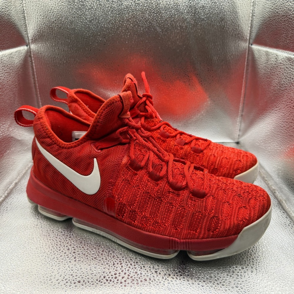 Size 10.5 Nike Air Zoom KD Durant 9 Varsity Red/White Mens Sneakers 843392-611